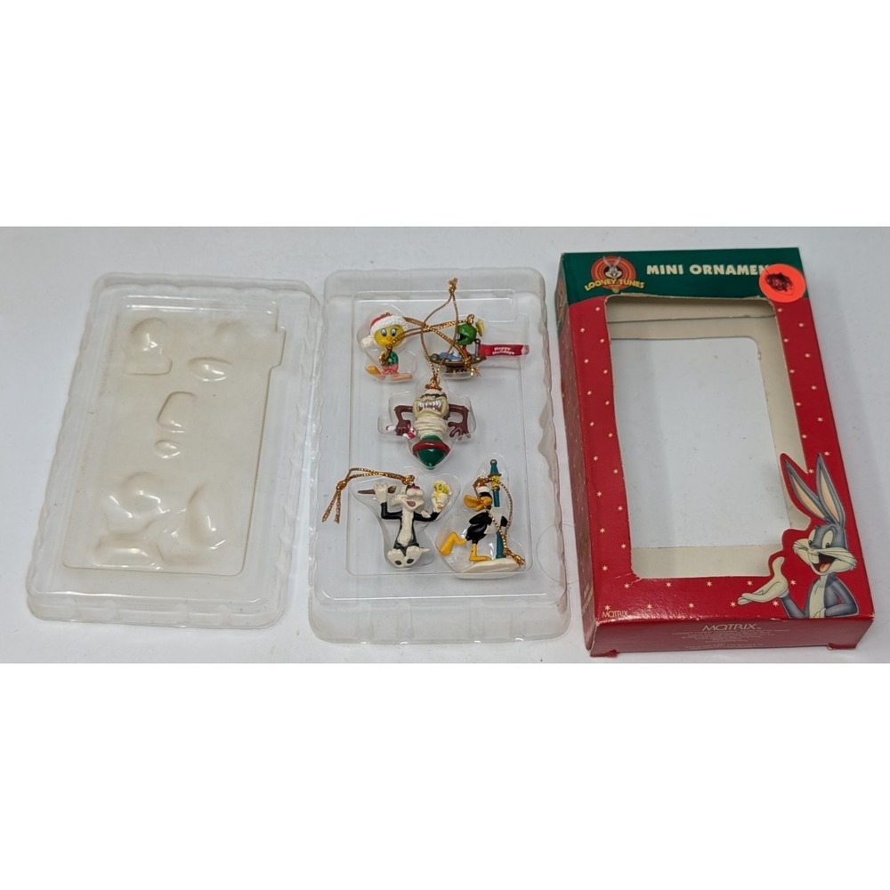 Looney Tunes Christmas Mini Ornament Set‎ Lot Warner Bros Marvin Tweety 90s VTG